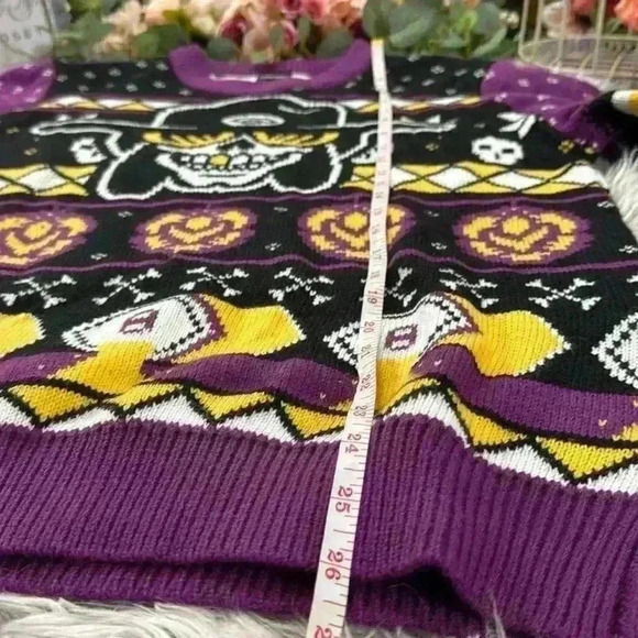 New Belgium Voodoo Ranger Purple and Yellow Holiday Beer Sweater, M - Picture 9 of 12